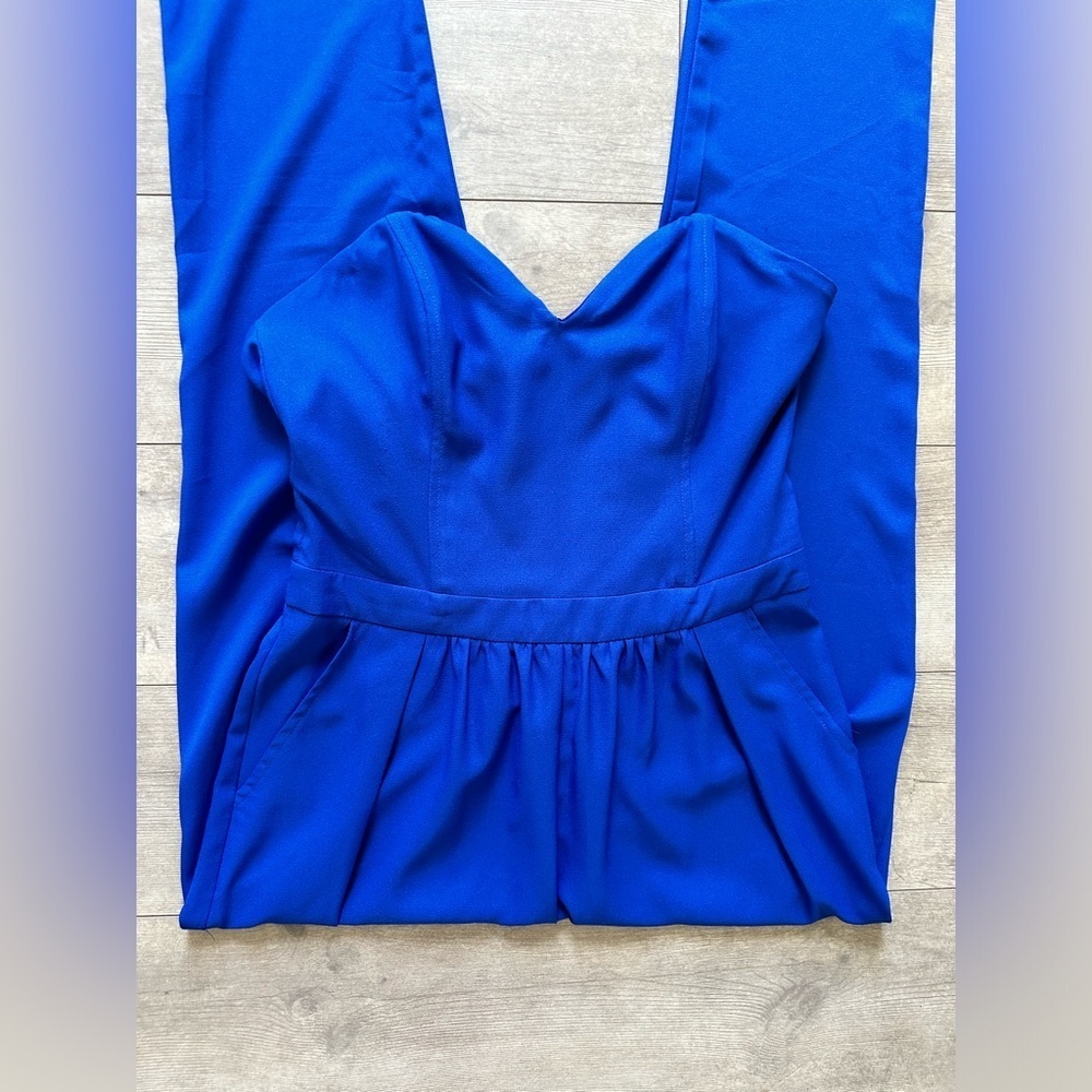 Dance & Marvel Women’s Sleeveless Jumpsuit Blue with Pockets size medium